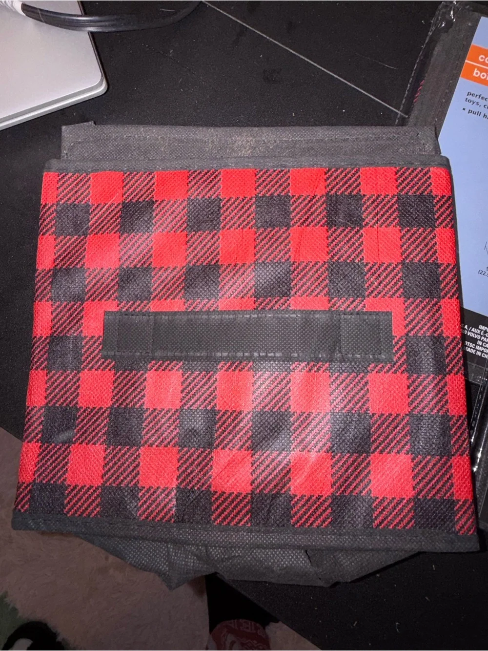 essentials Red & Black Plaid Collapsible Tablet Accessory Organizer